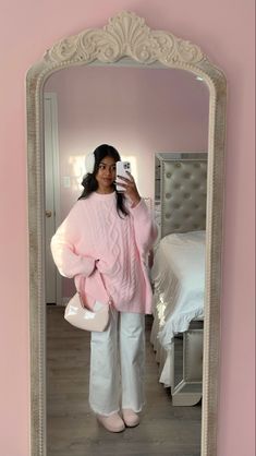 Cute Outfits Neutral Colors, Pink Shoes Outfit Winter, Coquette First Day Of School Outfit, Girly Girl Winter Outfits, Pink Pilates Princess Winter Outfits, Pink Pilates Princess Fall, Girly Fall Outfits Pink, Pink Fall Outfits 2023, Cute Pink Sweaters