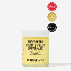 Superberry Hydrate and Glow Dream Mask | Youth To The People Huge Pores, Dream Mask, Youth To The People, Eco Beauty, Combo Skin, Cleansing Routine, Overnight Mask, Goji Berries, Facial Massage