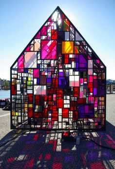 a house made out of stained glass blocks