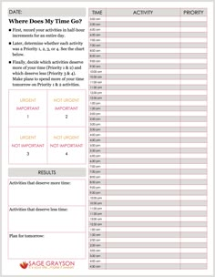 a printable worksheet with the words where does my time go? on it