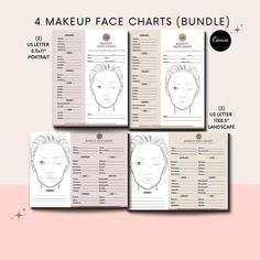 the makeup face chart bundle is shown with instructions to make it look like an individual's face