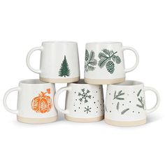 Embrace the harvest season with our Pumpkin Mug. This charming stoneware mug features a delightful pumpkin design, creating a cozy and rustic aesthetic. With a 14-ounce capacity, it's perfect for sipping your favorite hot beverages while surrounded by the comforting imagery of nature. Elevate your winter mornings with this charming and festive mug. 3.5"H Winter Mugs, Fall Mugs, Painted Christmas Gifts, Rustic Mugs, Tree Mug, Pumpkin Mug, Simple Tree, Rustic Aesthetic, Single Tree