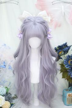 Process Time: Could be shipped out in 1-3 working days. Fabric:  High-Temperature Silk Style types:  Sweet Lolita Season:  Spring, Summer, Autumn, Winter Length:  60-65cm Notice:  Any of the accessory is not included. Blue Ombre Wig, Long Curly Wigs, Kyoko Kirigiri, Light Purple Hair, Style Types, Ombre Wig, Neat Casual Outfits, Purple Wig, Long Curly Wig