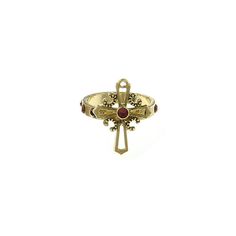 Carded 14K Gold Dipped Red Cross Ring Size 6 Symbols Of Faith, Jewelry Photography Styling, 1928 Jewelry, Faith Jewelry, Crystal Cross, Porcelain Roses, Cross Ring, Filigree Design, Jewelry Photography