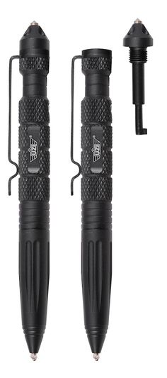 two black flashlights sitting next to each other