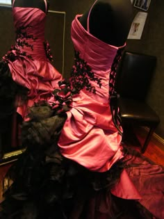 Stunning Pink and Black Wedding Dress by WeddingDressFantasy, $925.00 Pink And Black Wedding Dress, Dark Red Wedding Dress, Dark Red Wedding, Pink And Black Wedding, Black Wedding Dress Gothic, Pink Wedding Gowns, Hot Pink Wedding, Black Wedding Dress, Gothic Wedding Dress