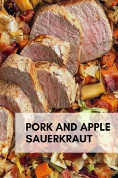 pork and apple sauerkraut with text overlay