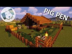 an image of a farm in minecraft with the words pig pen on it and a photo