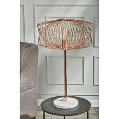 a lamp that is on top of a table