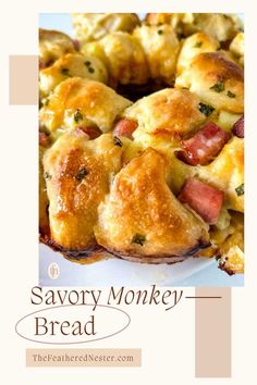 an image of Savory Monkey Bread and a text at the bottom that says Savory Monkey Bread. Savory Monkey Bread, Easy Breakfast Dishes, Gluten Free Brunch Recipes