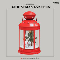 a red lantern with christmas decorations on it