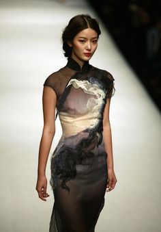 China Fashion Week, Chinese Dress, China Fashion, Sheer Sleeves, Cheongsam, Fashion Details, A Dress, Asian Fashion