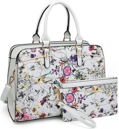 Amazon.com: Dasein Women Satchel Handbags Shoulder Purses Totes Top Handle Work Bags with 3 Compartments (1-White Flower) : Clothing, Shoes & Jewelry Casual Work Bag, Kavu Rope Bag, Waterproof Tote, Rope Bag, Handbag Wallet, Women Handbag, Work Bags