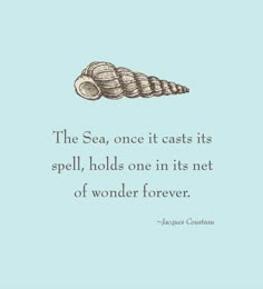 the sea, once it casts its spell, holds one in its net of wonder