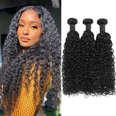 PRICES MAY VARY. Premium Curly Human Hair Bundles Material: 100% Unprocessed 12A grade premium human hair, silky smooth salon professional human hair. And our deep wave human hair bundles are not chemically treated, no animal hair mixed and no lice, with high elasticity, can be straightened, curled, bleached and restyled as your natural hair Deep Wave Human Hair Bundles Quality: Our human hair bundles use strong double machine wefts, exquisite top wefts, tight and neat, full and thick overall, natural and shiny, no shedding and tangle, allowing you to wear with confidence and comfort. If you take good care of them, these deep water wave bundles can last for 1 year or more Suitable Hairstyles for Human Hair Bundles: Perfect for quick weaves, sew-ins, or cut the weft for braided hairstyles, Colorful Highlights In Brown Hair, Deep Wave Weave Hairstyles, Wavy Bundles, Deep Wave Bundles, Curly Bundles, Water Wave Hair, Quick Weaves, Deep Wave Human Hair, Brazilian Deep Wave