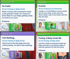 the screenshots are showing different messages for babies to use on their cell phones