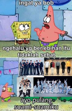 an image of spongebob and other cartoon characters with caption that reads,