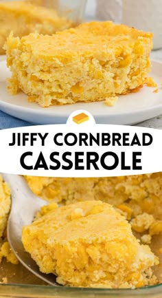 a close up of a plate of cornbread casserole