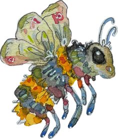 a drawing of a bee with flowers on it's wings