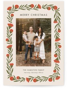 a christmas card with an image of a family