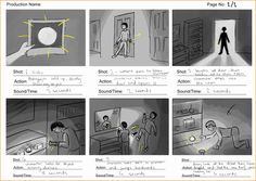 an animation storyboard showing how to use light