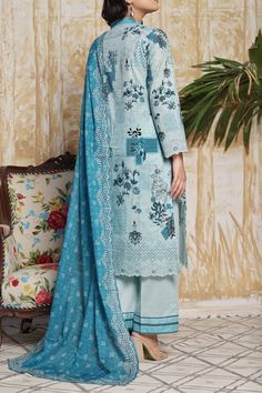 DESCRIPTION: TOP QUALITY THREE PIECE PRINTED LAWN DRESS WITH LAWN DUPATTA Fabric : Lawn 2.85 Mtr Printed Lawn Fabric For Shirt. 2.40 Mtr Printed Lawn Dupatta. 2.50 Mtr Dyed Trouser NOTE: Due to use of heavy flashlights while photo shoot, actual color of dress will vary 10-15% "TO PLACE ORDER ON WHATS'APP " "CLICK HERE" Elegant Blue Lawn Suit With Printed Motifs, Elegant Blue Cambric Dress, Blue Unstitched Cotton Dress, Traditional Cotton Dress For Formal Occasions, Traditional Formal Cotton Dress, Elegant Blue Dupatta With Digital Print, Elegant Semi-stitched Cotton Dress, Elegant Cotton Dress With Dupatta, Elegant Blue Dresses With Printed Motifs