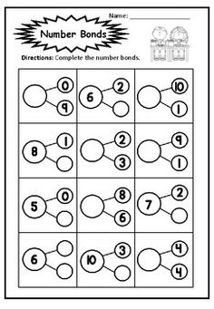 the number bonds worksheet for children to practice counting and subming with numbers