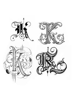 four different types of calligraphy