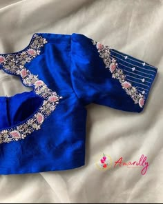 Trendy Maggam Work Designs, Blouse Designs Embroidery Wedding, New Maggam Work Blouse Designs 2023, Latest Maggam Work Designs 2023, Blouse For Blue Saree, Latest Maggam Work Blouses 2023, Blue Blouse Aari Work Designs, Latest Maggam Work Design, Blouse Designs Latest Maggam Work