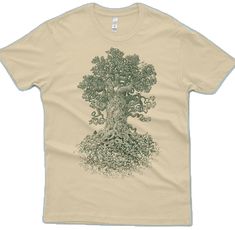 Gnarled Tree, Unique Shirts Design, Tree Tshirt, Tee Tree, Cream Shirt, Nature Shirts, Tree Shirt, Unique Shirt, Tee Shirt Homme