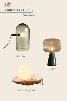 three different types of lamps are shown in this graphic above them is an image of a lamp, a table lamp, and a bowl