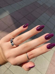 Grape Color Nails Design, Plum Tip Nails, Prom Nail Ideas Purple, Fall Nails Deep Purple, Plum Crazy Purple Nails, Dark Nails Colors, Coffin Dark Purple Nails, Dark Color Gel Nails, Aubergine Nails Deep Purple