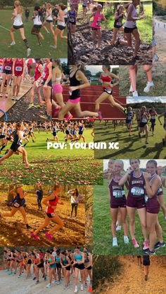 the collage shows many different people running