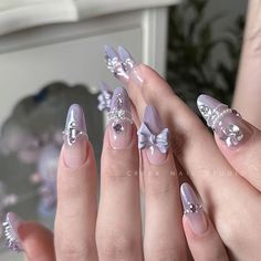 Fancy Purple Nails, Purple Wedding Nails For Bride, Rapunzel Nails, Fake Nails Designs, Asian Nails, Hello Nails, Purple Nail Designs, Purple Nail, Girly Acrylic Nails