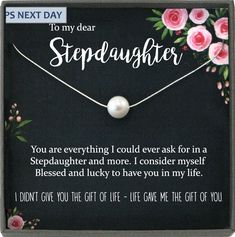 Stepdaughter Gift for Step Daughter, Bonus Daughter Gift Necklace Blended Family Stepdaughter Gift daughter of bride Single Pearl Necklace Step Mother Gifts, Law Necklace, Phd Graduation Gifts, Bonus Mom Gifts, Sweet 16 Gifts, Step Mom Gifts, Friends Diy, Tiny Tales, College Graduation Gifts