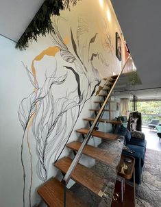 the stairs are painted with an artistic design