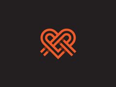 an orange heart with two intertwined hearts