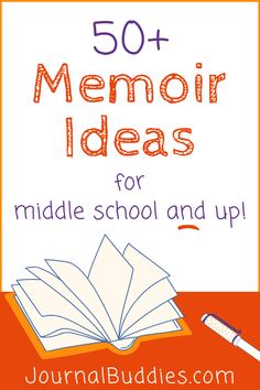 an open book with the words 50 + memory ideas for middle school and up on it