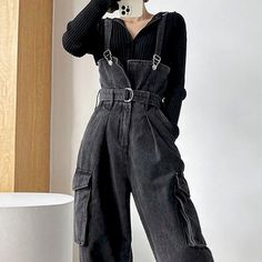 Black Denim Jumpsuit, Womens Denim Jumpsuit, Vintage Playsuit, Casual Chic Outfits, Diy Vetement, Looks Black, Casual Stylish, Casual Chic Outfit, Denim Jumpsuit