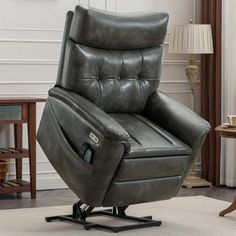 a recliner chair with the seat up in a living room