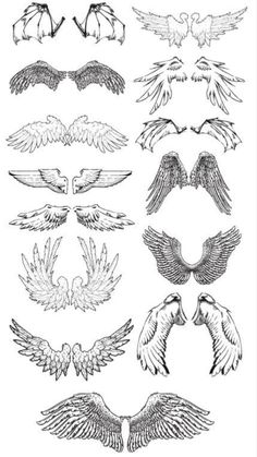 an image of birds flying in the air with wings drawn by hand on white paper