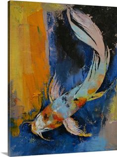 an abstract painting of a koi fish