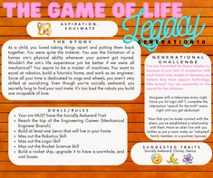 the game of life story generation info sheet