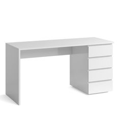 a white desk with five drawers on it's sides and one drawer at the top