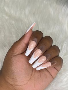 V-Cut French Tip Nails (Long Coffin in photo) V French Tip Nails, Nail Prices, V Cuts, French Tip Nails, Nail Tips, Makeup Cosmetics, Press On Nails, Acrylic Nails, Beauty Makeup