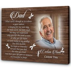 a wooden plaque with the words dad and an image of a smiling man on it