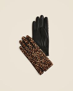 Leopard-print calf hair and leather touch-tech gloves Tech Gloves, Hair Wrap Scarf, Work Accessories, Calf Hair, Thanksgiving Outfit, Over 50 Womens Fashion, Sweater Shop, Scarf Hairstyles, Embossed Leather