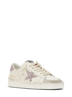 Find GOLDEN GOOSE DELUXE BRAND 30mm Stardan Nappa Leather Sneakers on Editorialist. 30mm Rubber sole. Leather upper. Front lace-up closure. Glittered details. Vintage effect may vary. Logo details. Lined Fringed Belt, Chain Strap Bag, Oversized Tote Bag, Oversized Tote, Pink Sneakers, Golden Goose Deluxe Brand, Floral Shoes, Mary Jane Flats, Mens Scarves