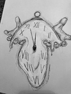 a drawing of a clock with hands on it