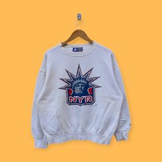 Vintage 90s New York rangers sweatshirt New York rangers crewneck new York rangers sweater pullover streetwear nice white colour size large by YoungmodernCo on Etsy New York Rangers, White Color